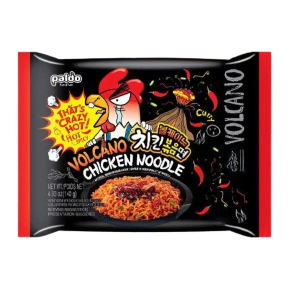 Pakiranje Paldo Volcano Chicken Noodle, 140g, extrém csípős instant tészta.