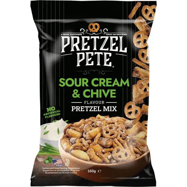 Mješavina pretzelsa Pretzel Pete s kiselim vrhnjem i vlasacoma, vrećica 160 g